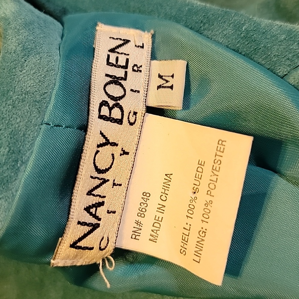 Women's Blue Suede Coat - Picture 11 of 12